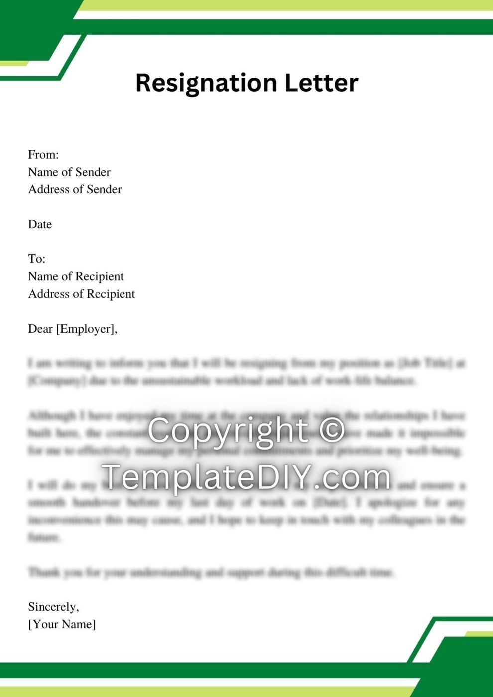 Resignation Letter Due to Work Life Balance Sample, Examples