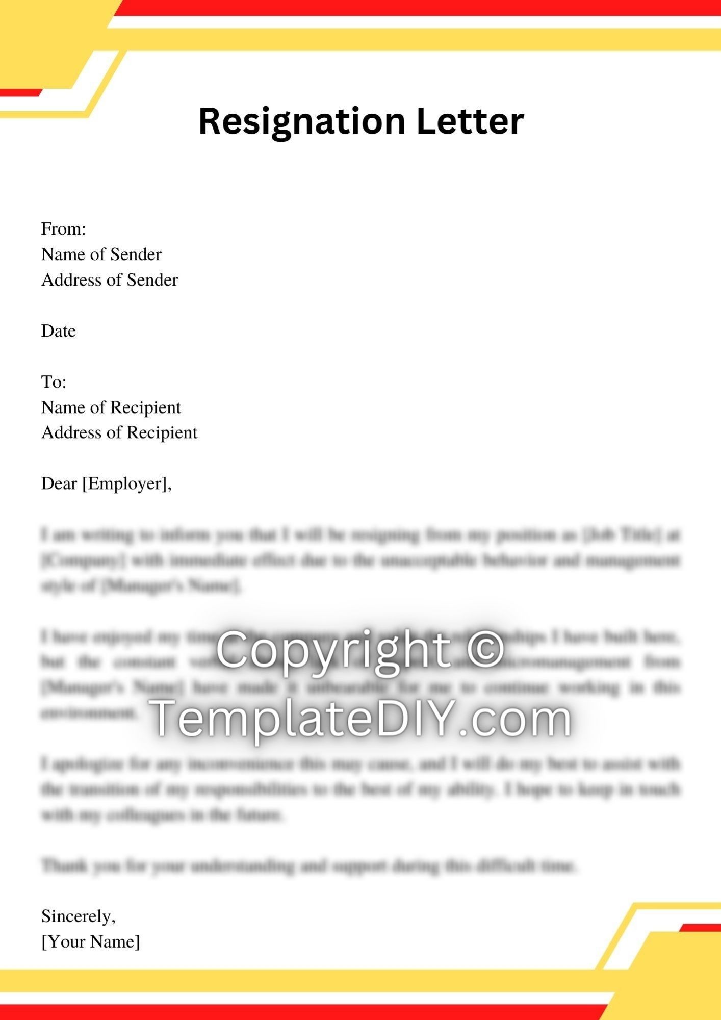 Resignation Effect Resignation Letter Template Immediate Effect
