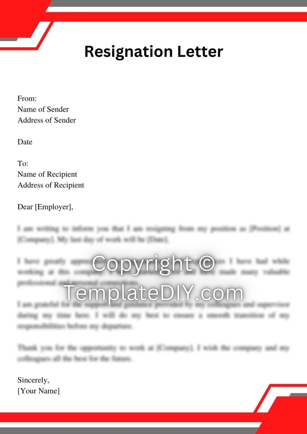 Resignation Letter Template Sample with Examples [Word]