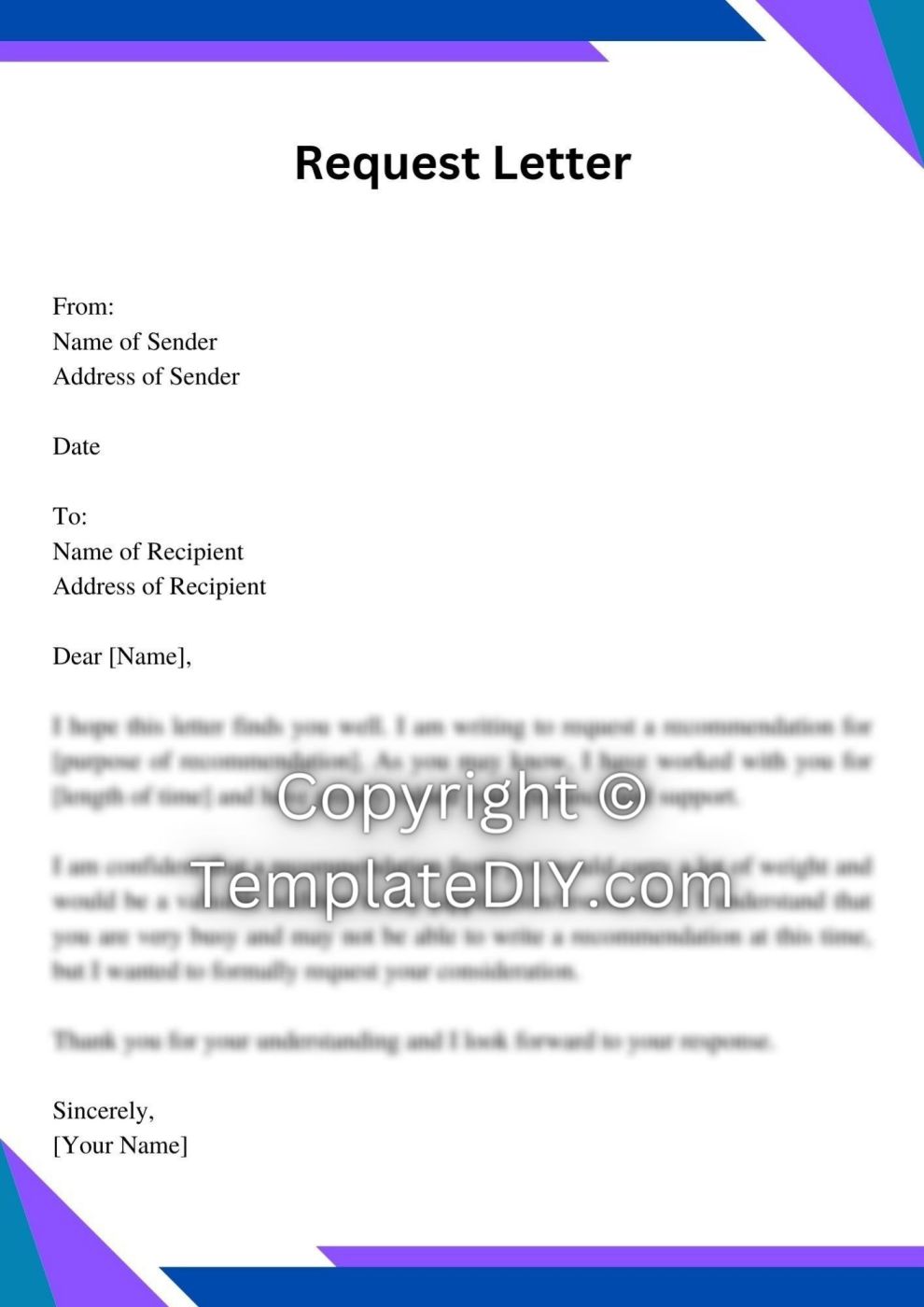 Sample Letter Requesting Recommendation with Examples
