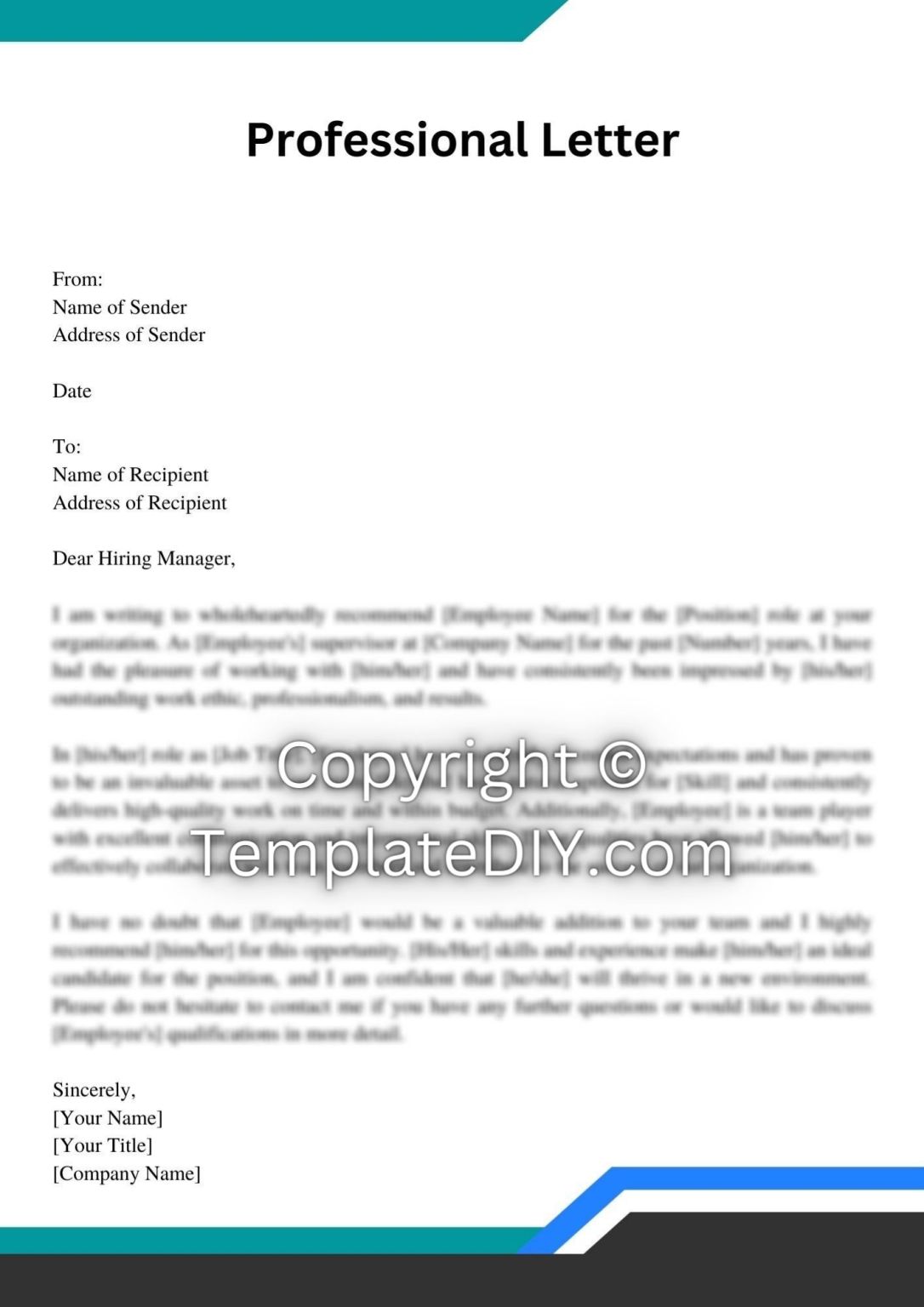 Professional Reference Letter Sample Template with Examples
