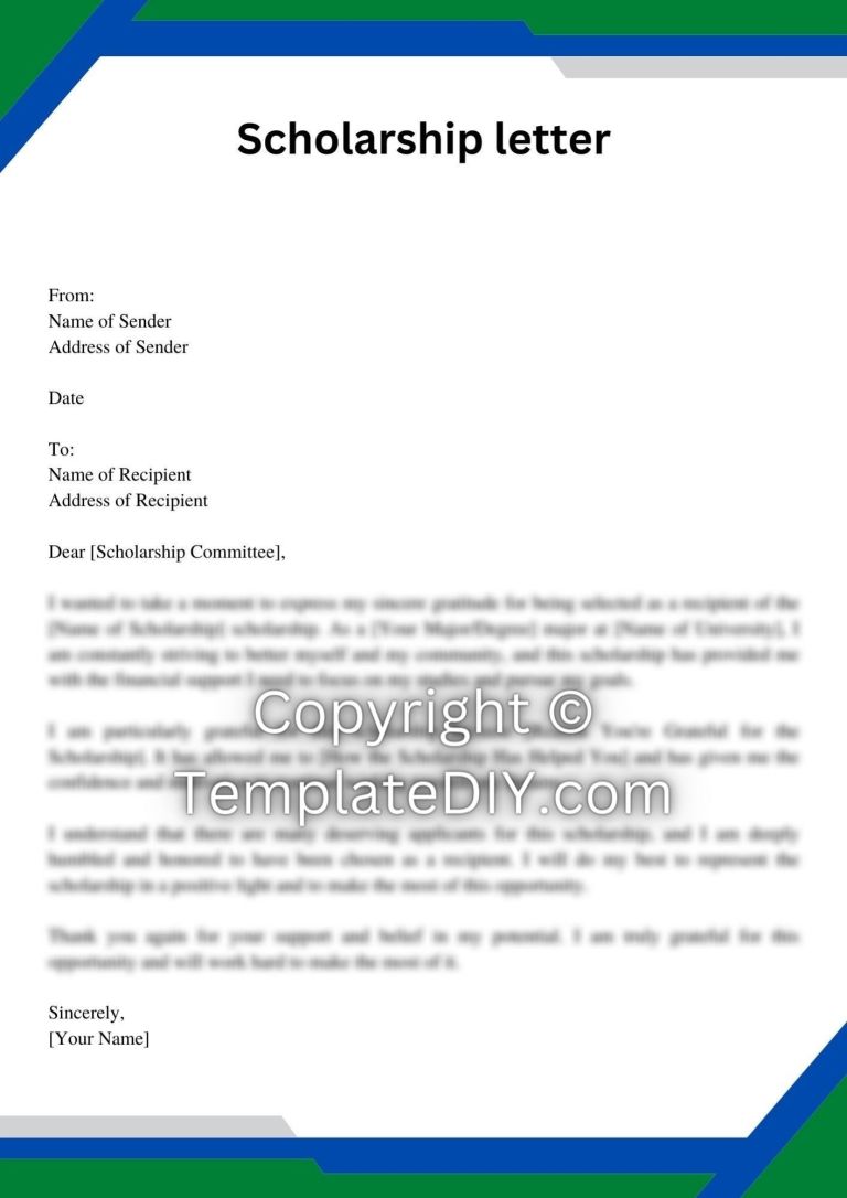 Scholarship Recipient Letter Sample with Examples [Word]