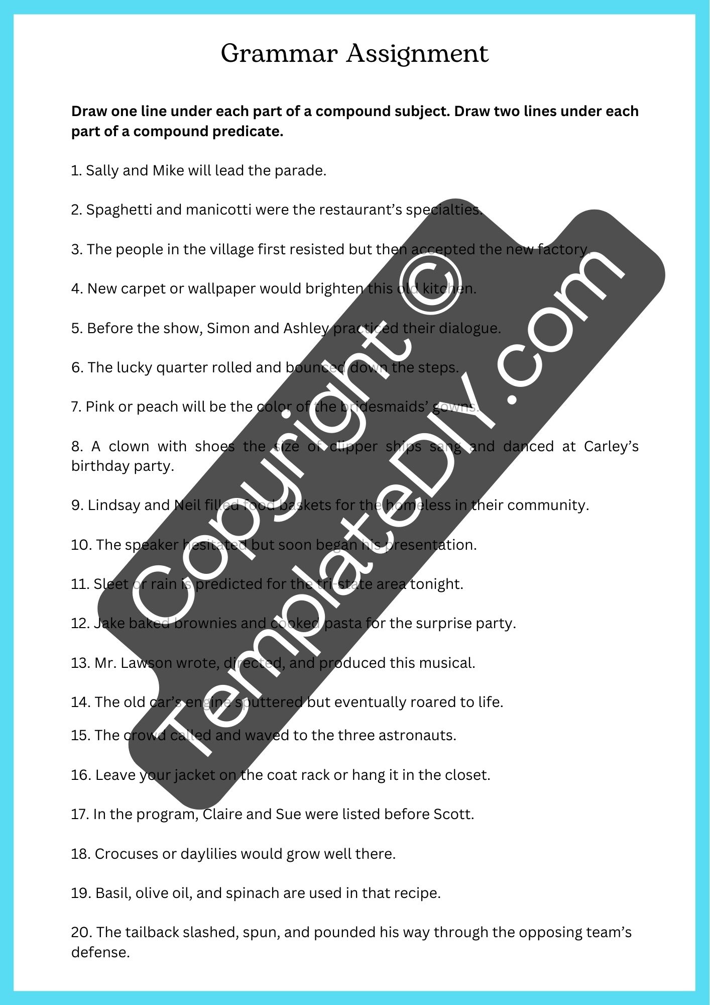 7th grade grammar worksheets template printable word, pdf