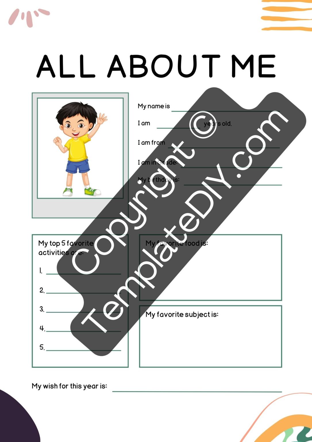 About me Template Printable Template in PDF & Word