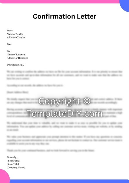 Address Confirmation Letter Sample with Examples [Word]