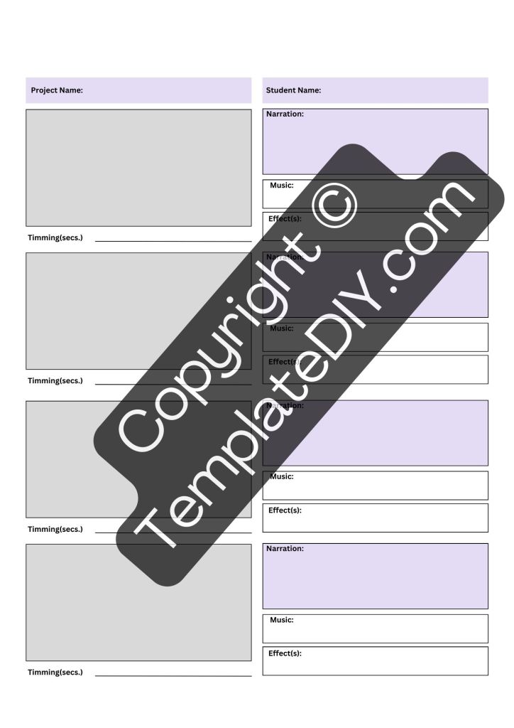 OneNote Storyboard Template Printable in PDF, Word