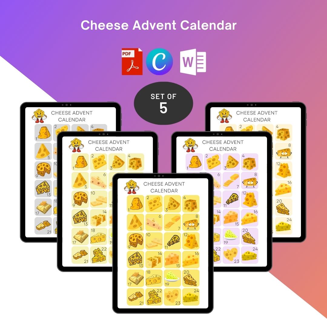Cheese Advent Calendar Printable Template In Pdf Word