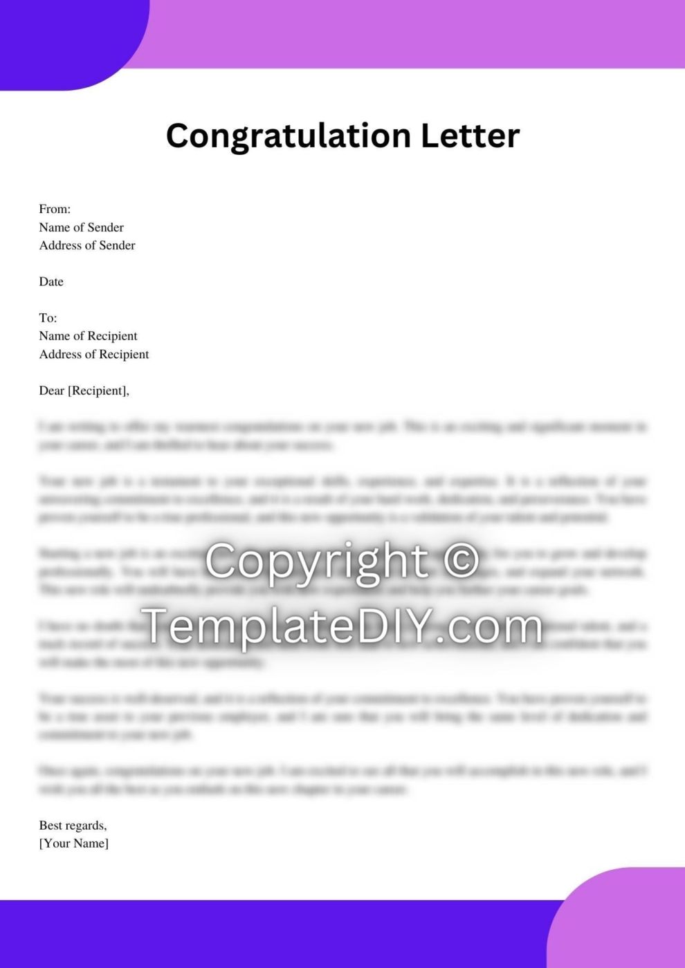 Congratulations Letter New Job Sample with Examples [Word]