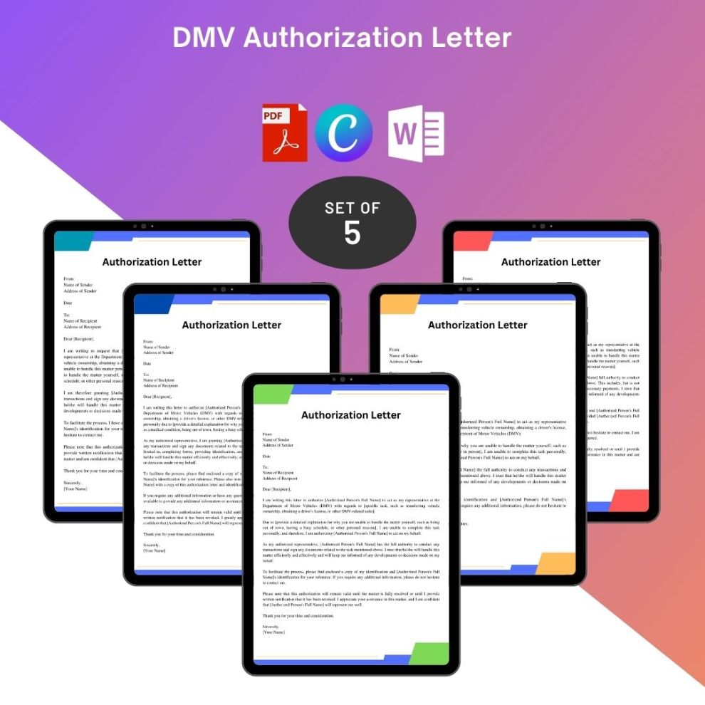 DMV Authorization Letter Sample Template with Examples