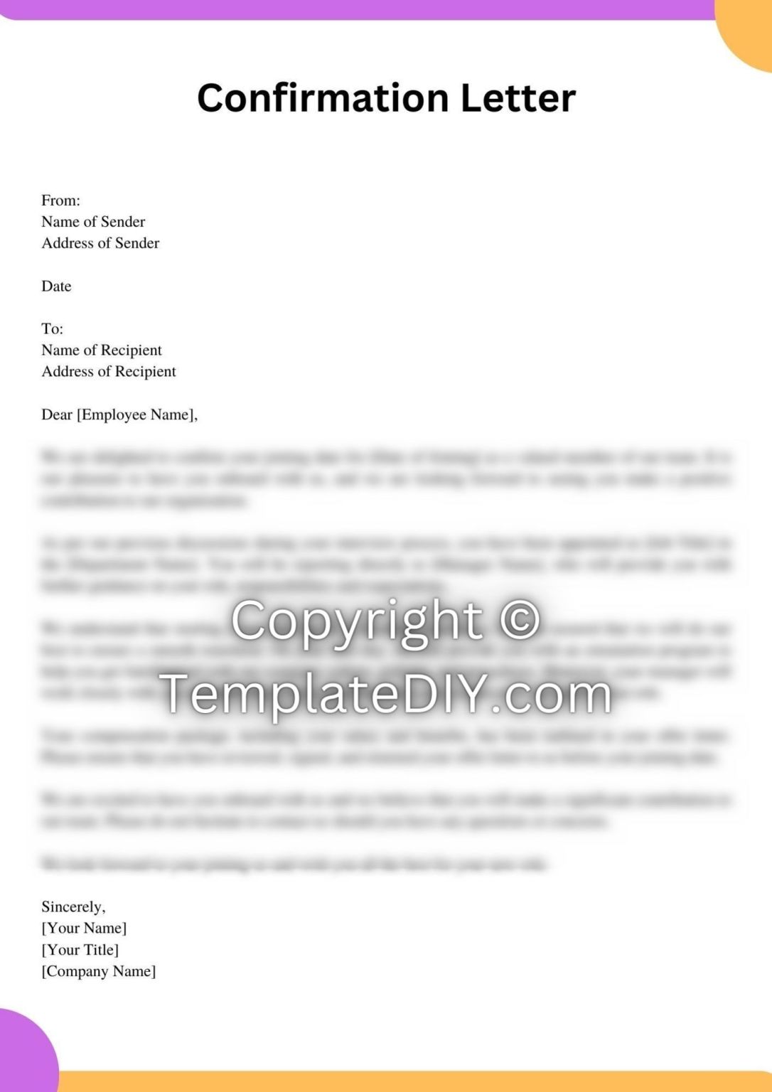 Joining Date Confirmation Letter Sample and Examples [Word]