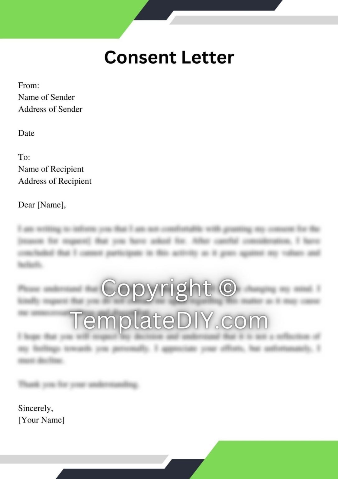 Negative Consent Letter Sample Template with Examples