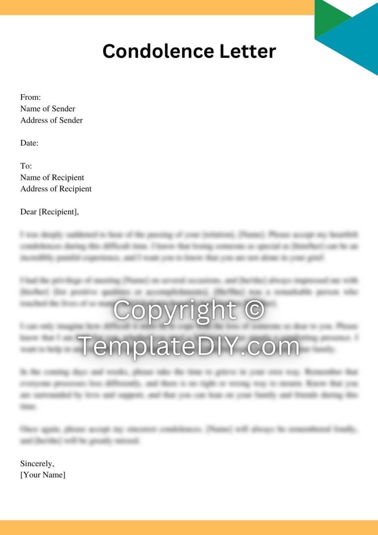 Professional Condolence Letter Sample with Examples [Word]