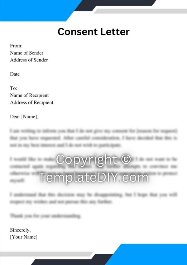 Negative Consent Letter Sample Template with Examples
