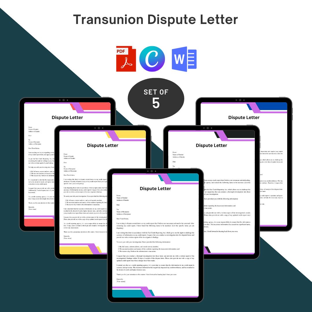Transunion Dispute Letter Sample with Examples [Word]
