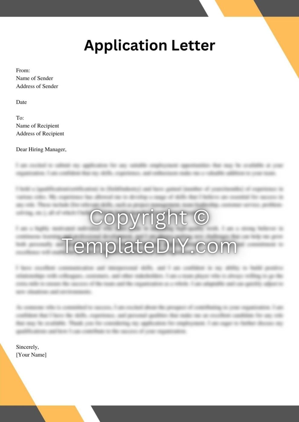 Application Letter for Employment Sample Template [Word]