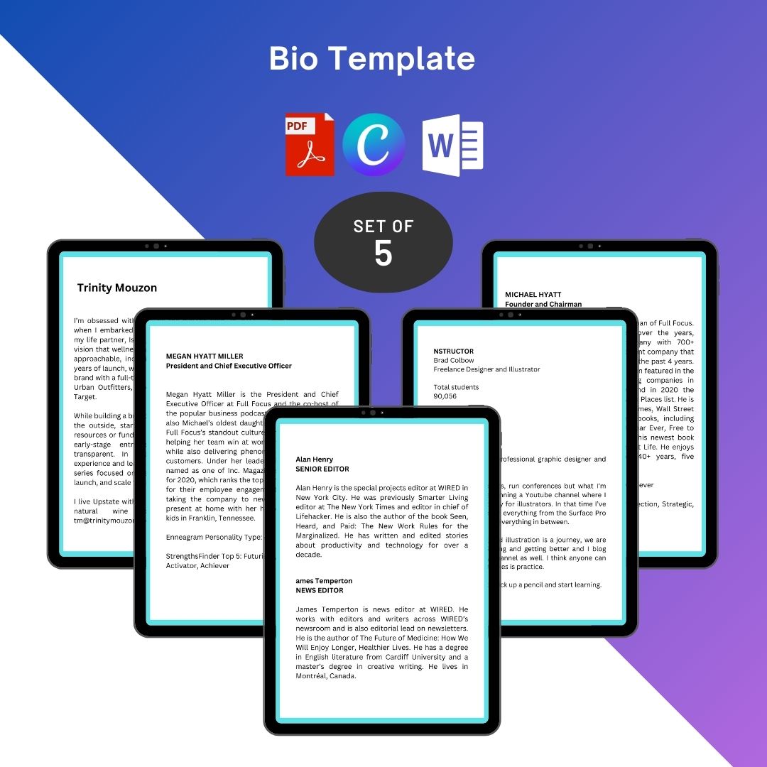 Bio Template Printable in PDF, Word [Editable]