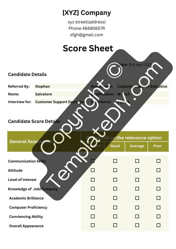 Blank Score Sheet Template Printable PDF, Word [Editable]