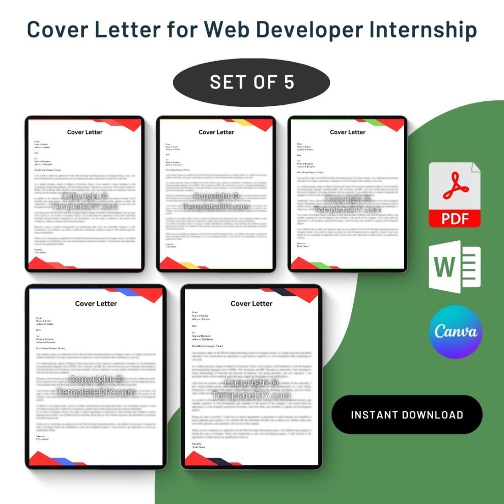 Cover Letter for Web Developer Internship Sample [Word]
