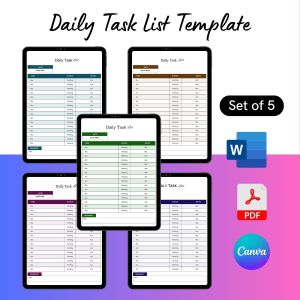 Daily Task Planner Template Printable in PDF & Word