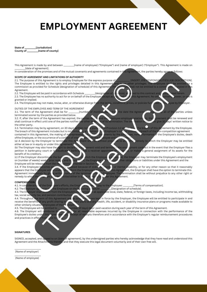 Employment Contracts Templates Printable PDF, Word