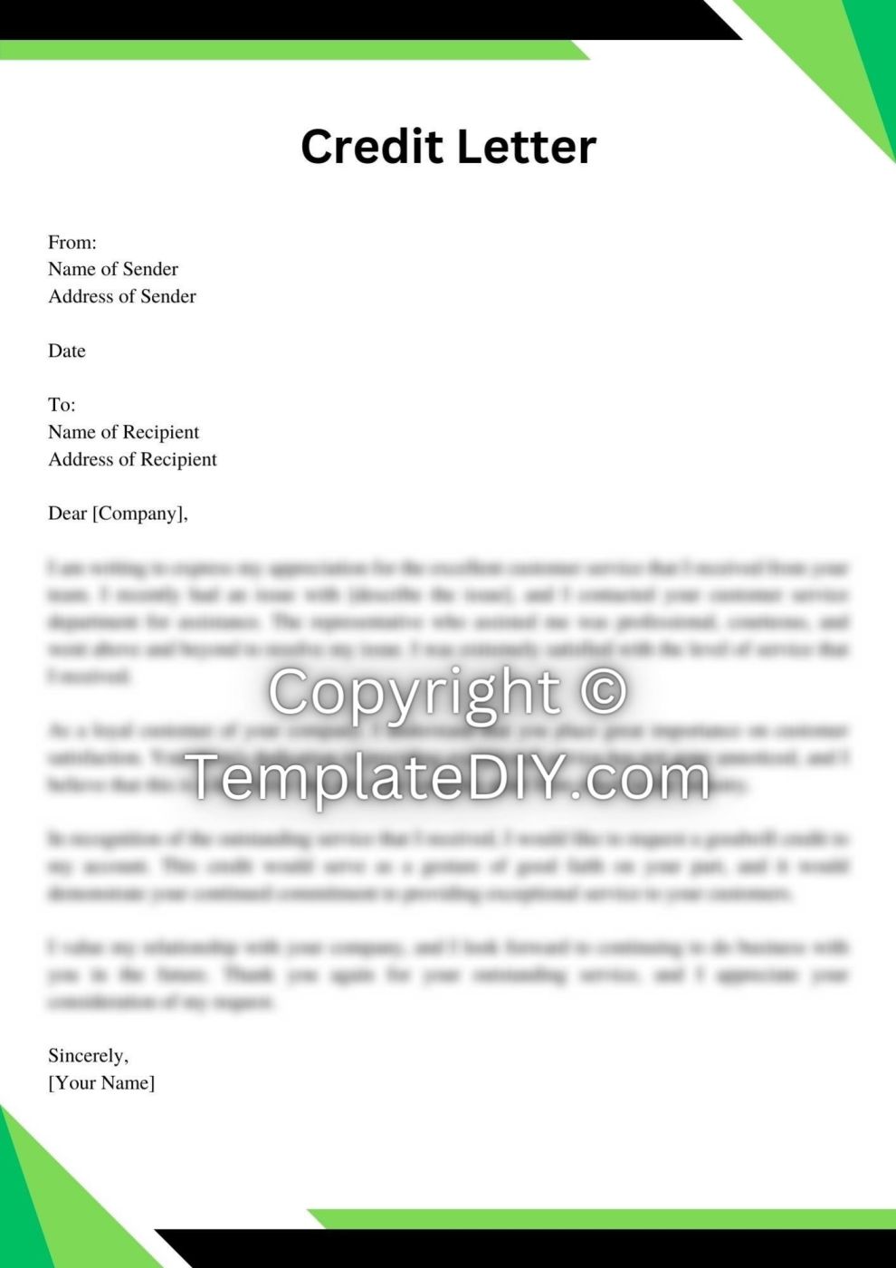 Goodwill Credit Letter Sample Template with Examples