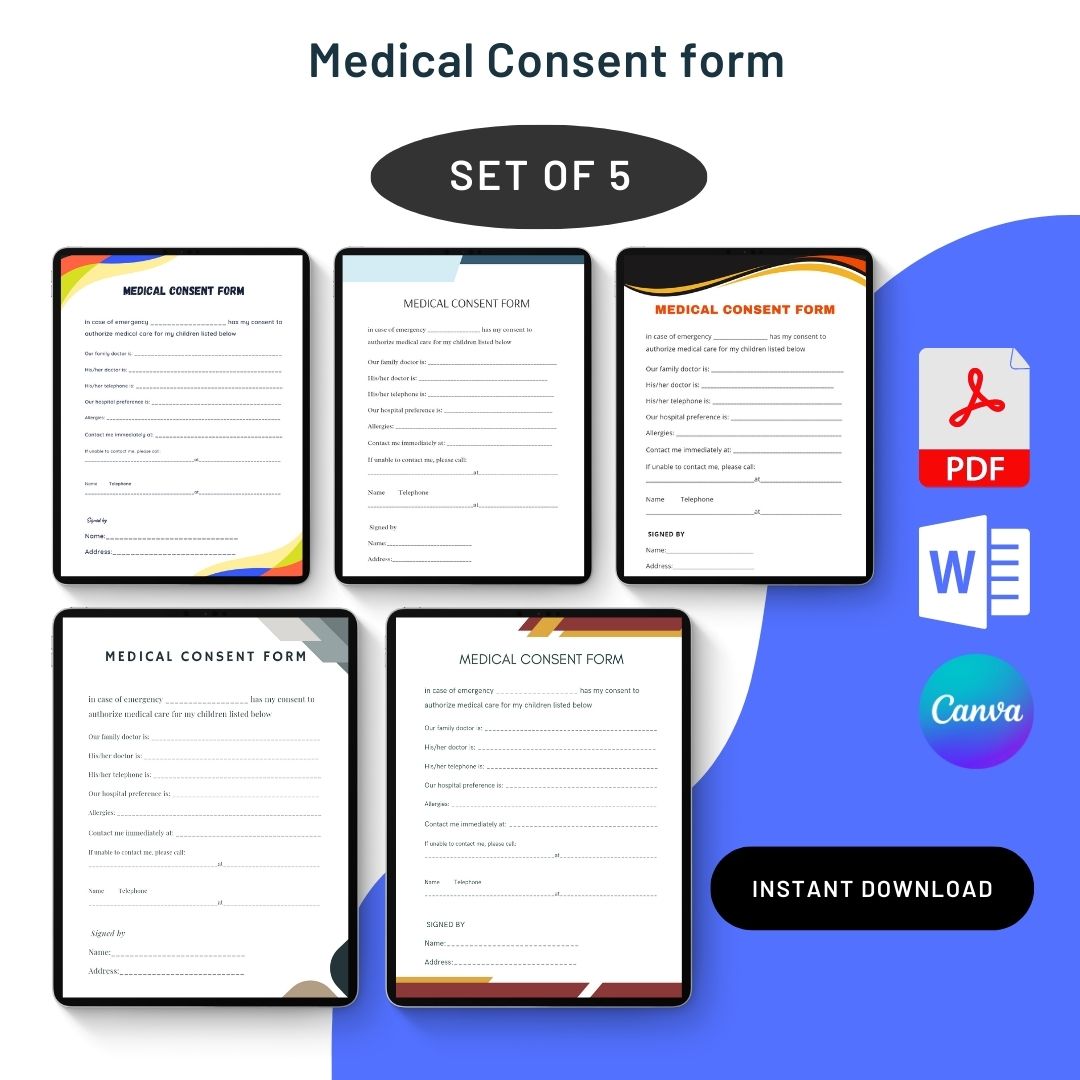 Medical Consent form Template Printable in PDF & Word