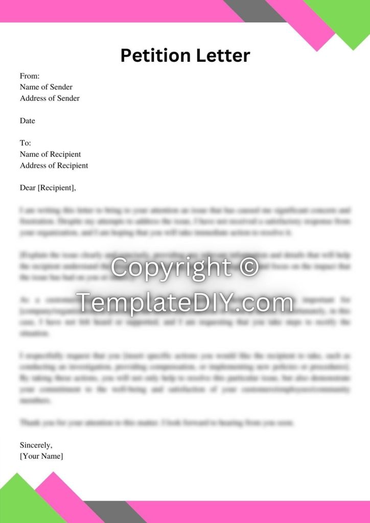 Petition Letter of Complaint Sample with Examples [Word]