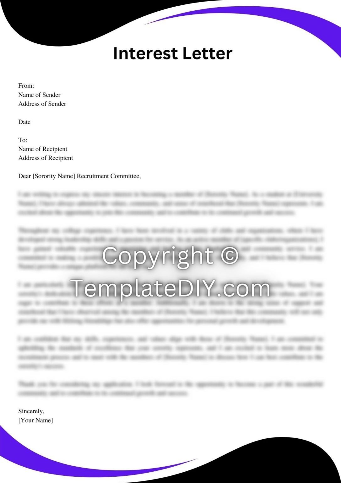 Sorority Interest Letter Template Download Sample Now