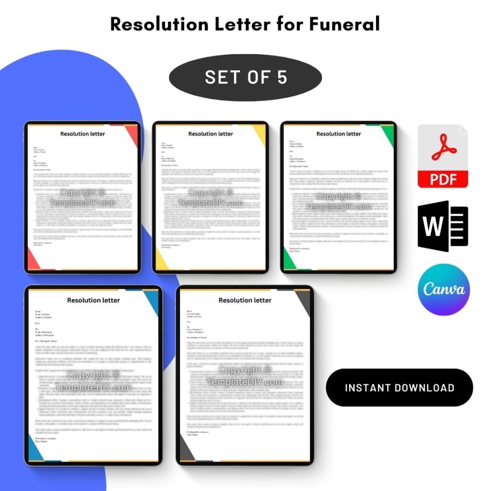 Resolution Letter for Funeral Sample with Examples [Word]