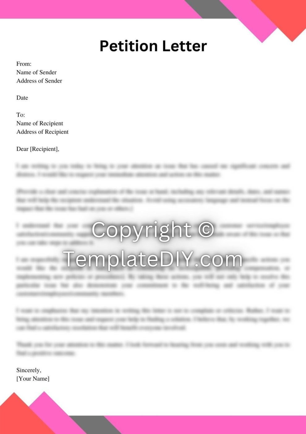 Petition Letter of Complaint Sample with Examples [Word]