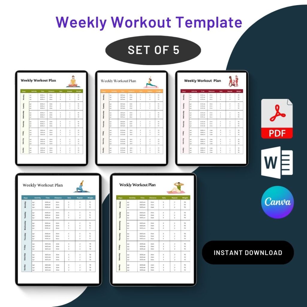 Week Activity Table Aerobic Exercise Plan Weekly Workout