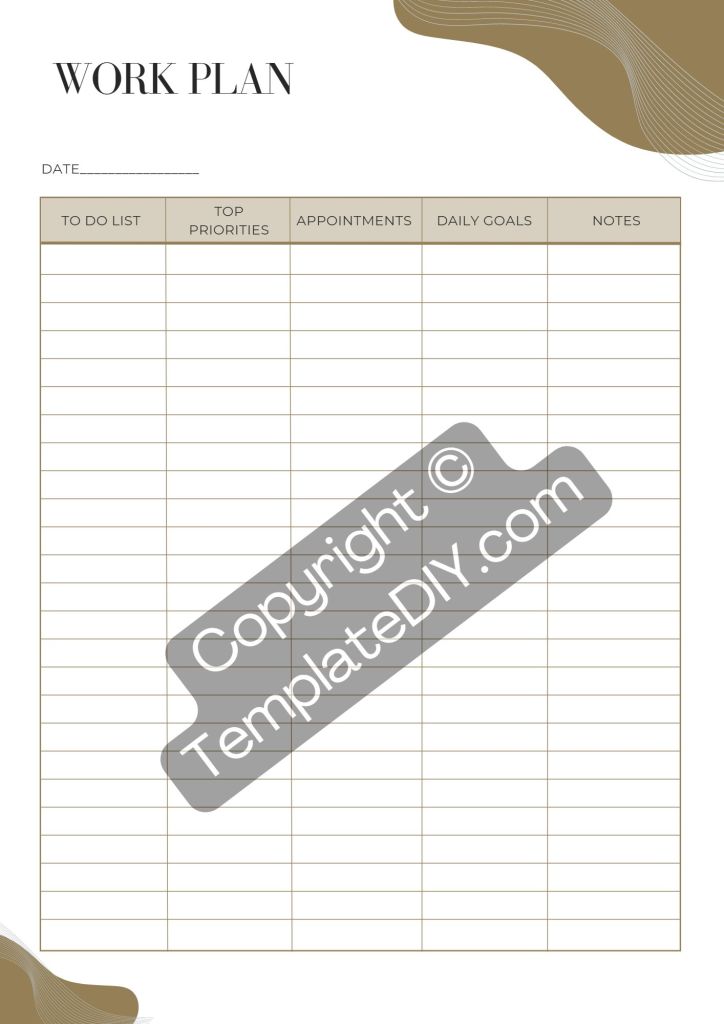 Work Plan Template Printable PDF, Word [Editable]
