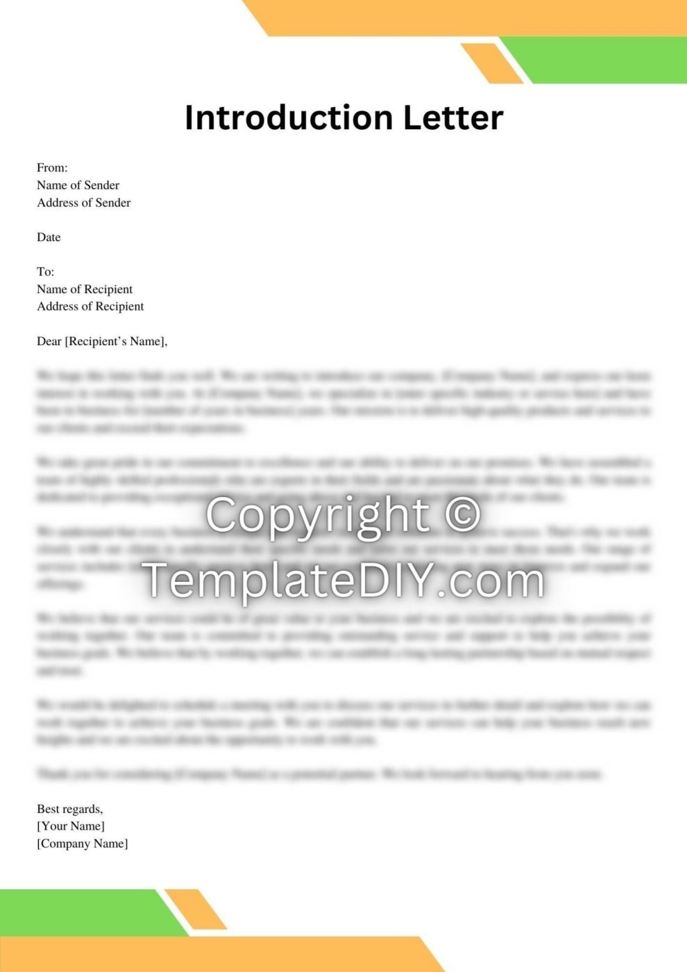 Business Introduction Letter Sample with Examples [Word]