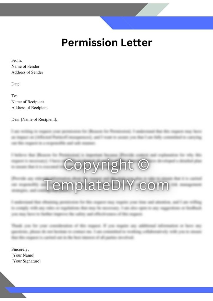 Request of Permission Letter Sample Template and Examples