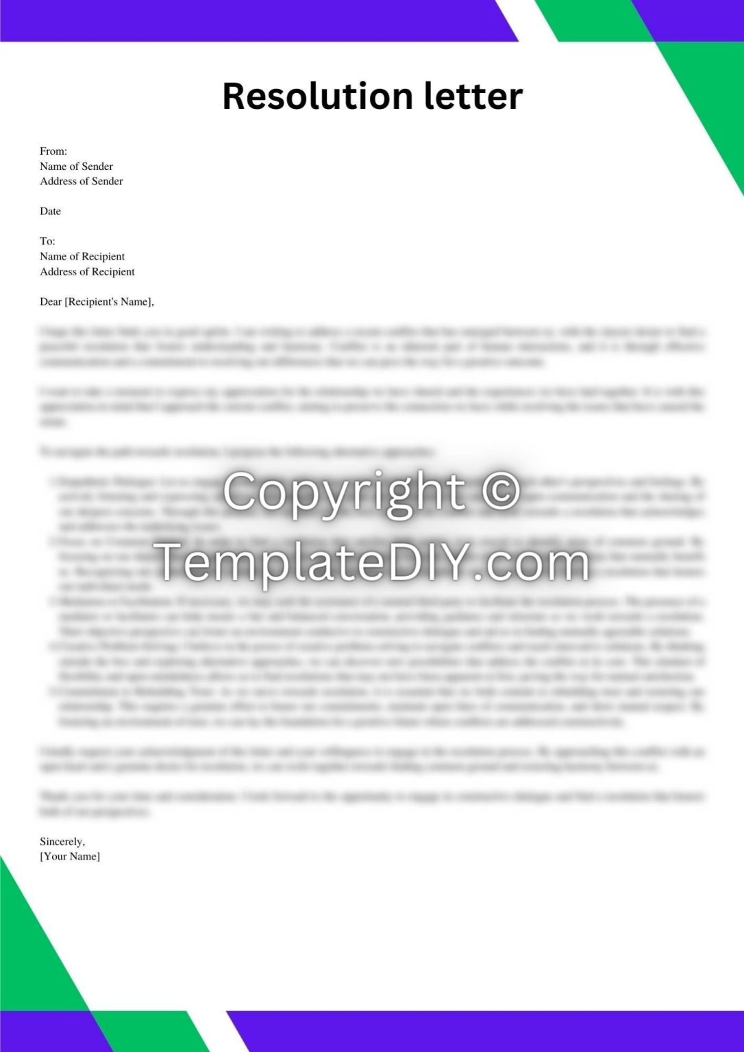 Conflict Resolution Letter Sample with Examples [Word]