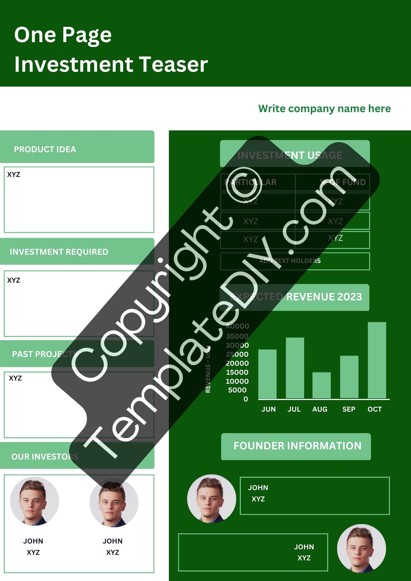 One Page Investment Teaser Template Printable In Pdf Word