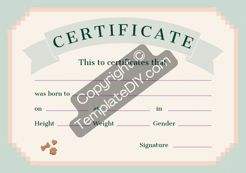 PUPPY BIRTH CERTIFICATE TEMPLATE WORD visual data 7