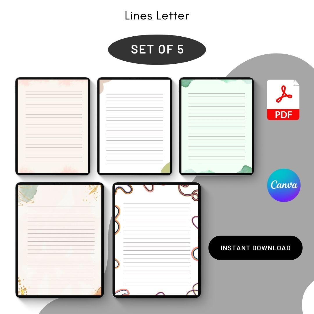 Lines letter template blank printable pdf, word
