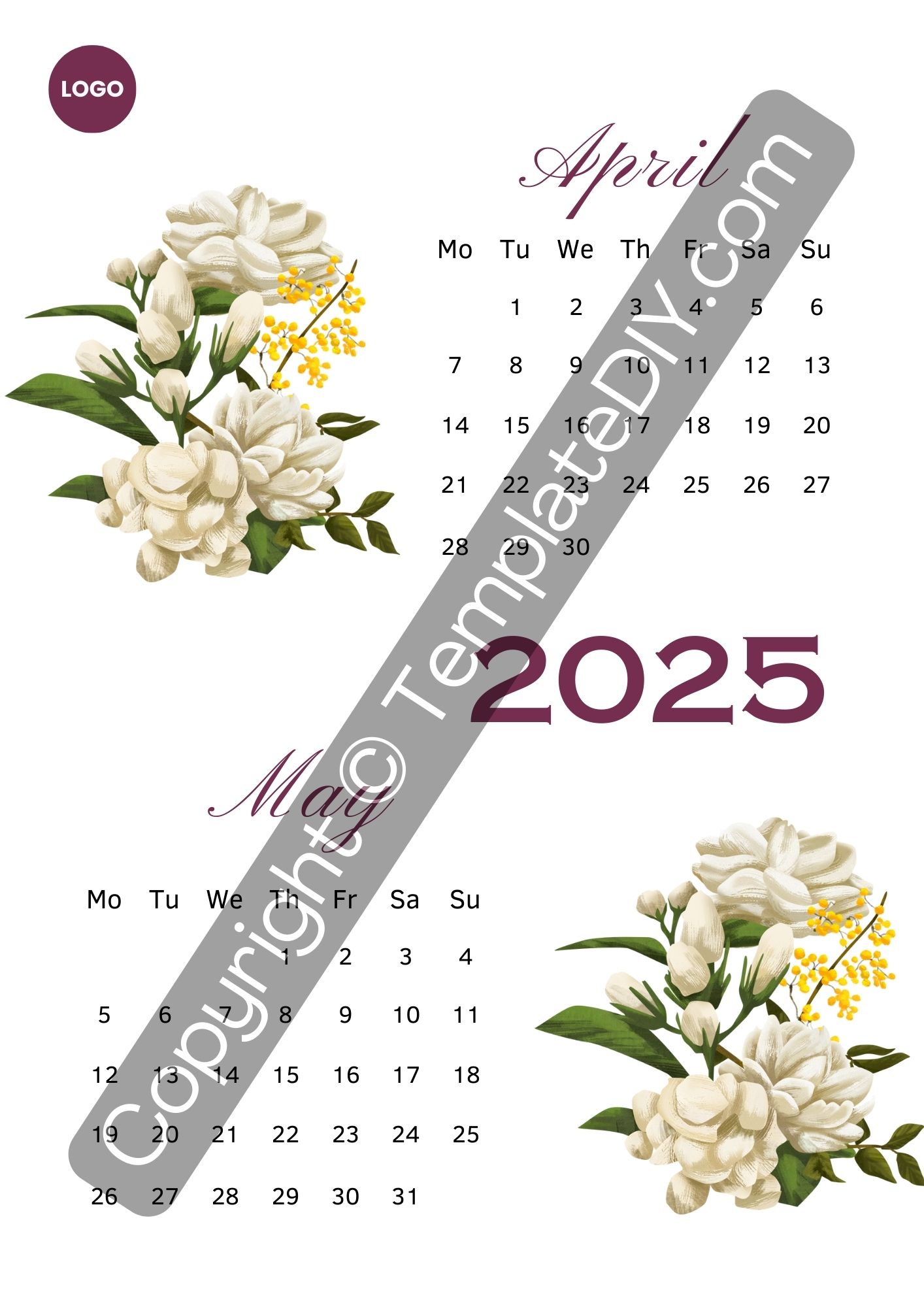 April May 2025 Calendar Printable in PDF, Word, Excel