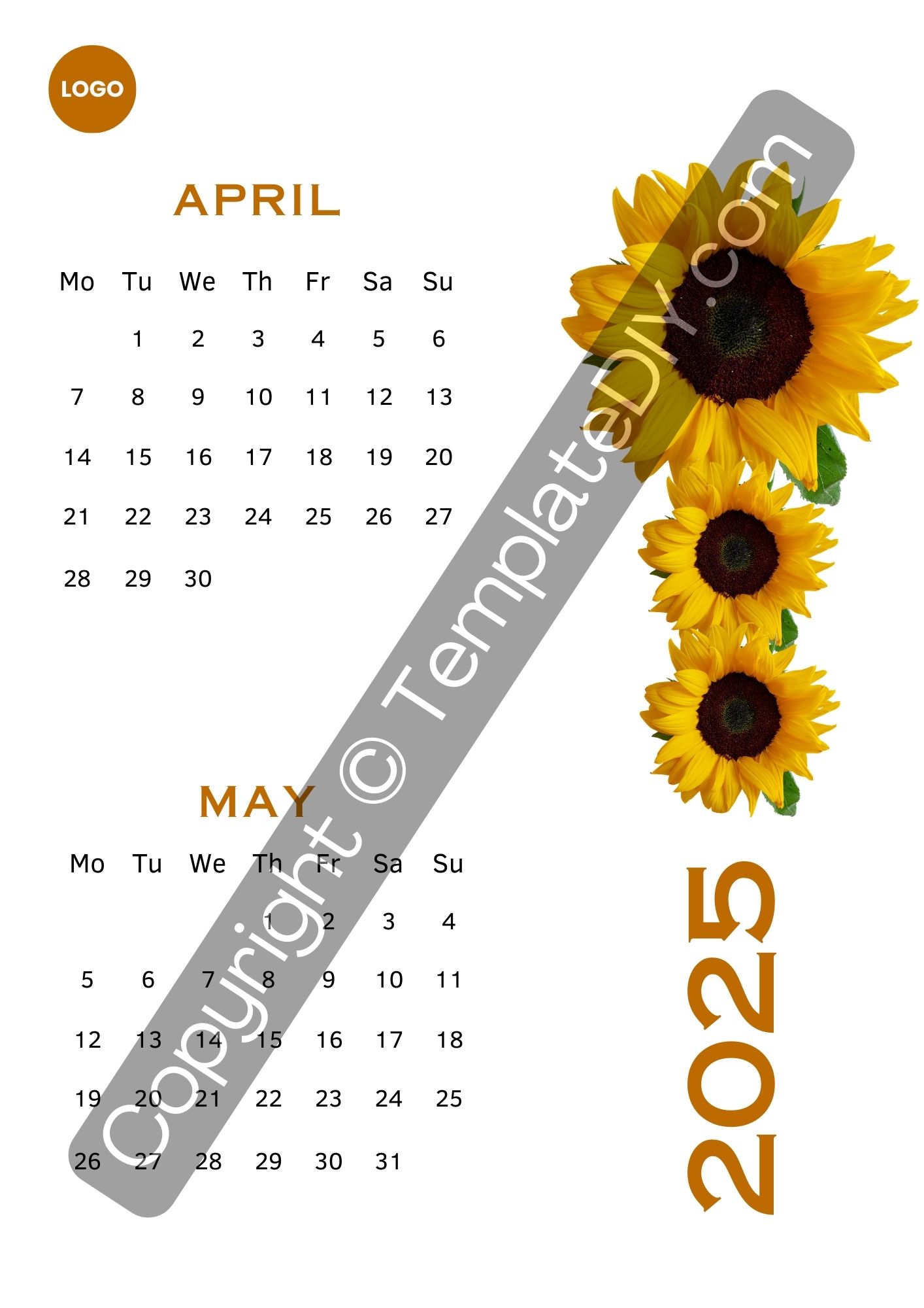 April may 2025 calendar printable in pdf, word, excel