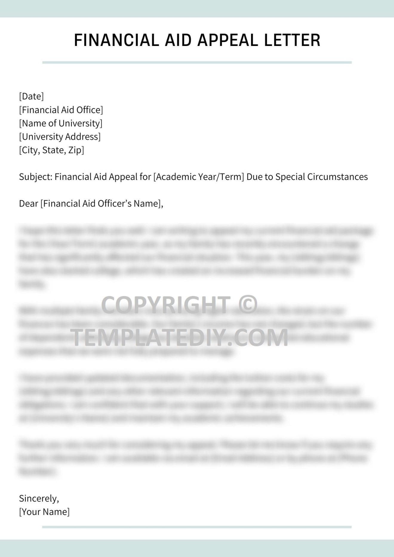 Image 5 for Financial Aid Appeal Letter Template
