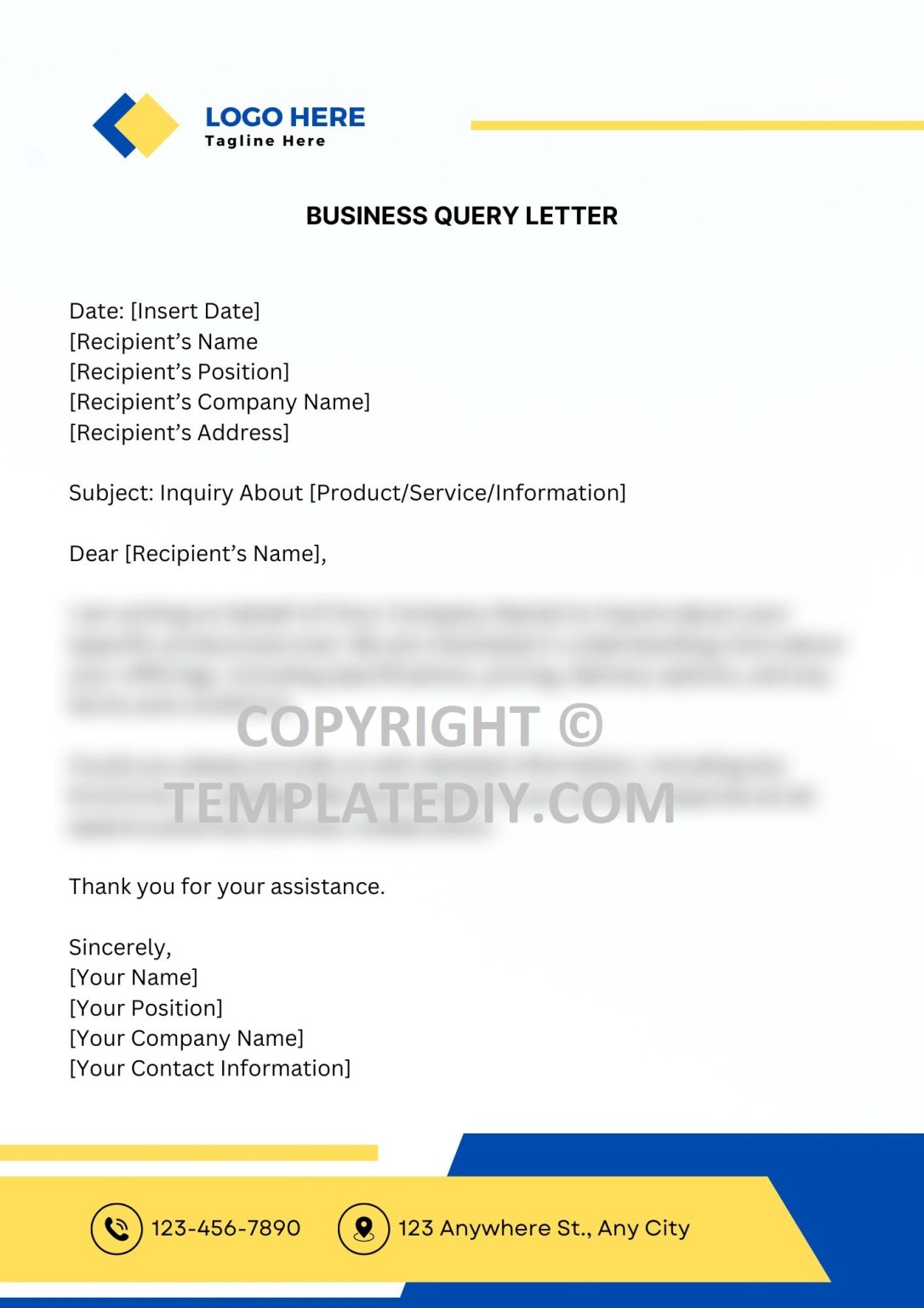 Business Query Letter Template Sample with Examples