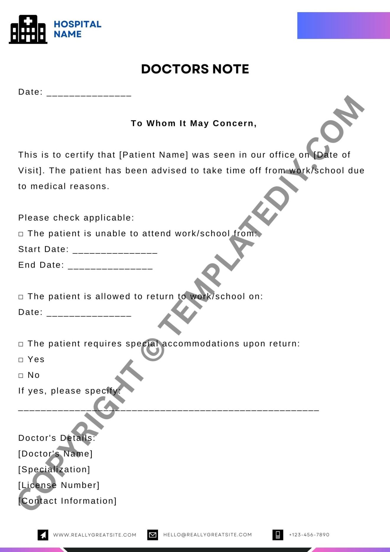 Printable Doctor's Note Template (PDF & Word, Editable)